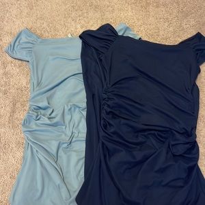 2 blue long maternity dresses with slit